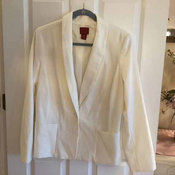 NWOT. 212 Collection Brand Women’s 12 Single Button Fully Lined Eggshell Blazer - Picture 2 of 9